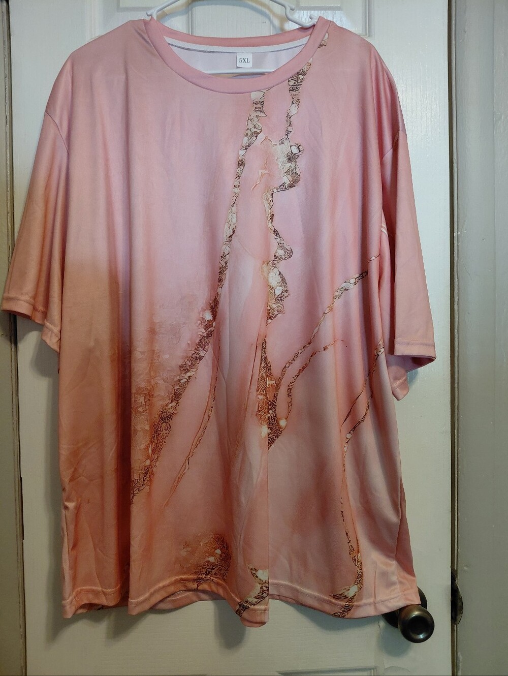 Pink Women’s Short-Sleeve Top with Metallic Accent